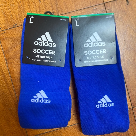 NEW Adidas blue soccer socks, 2 PAIR bundle - Picture 1 of 2